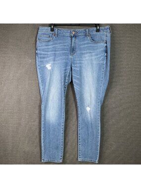 Sonoma Womens Skinny Jeans Size 18 Light Wash Distressed Stretch Denim
